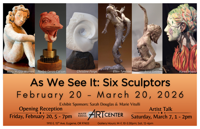 Postcard for "As We See It: Six Sculptors" February 20 to March 20, 2026